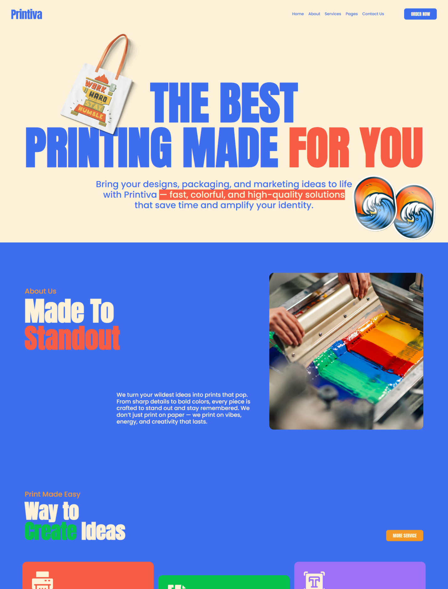 Printiva printing made for you header and production studio.