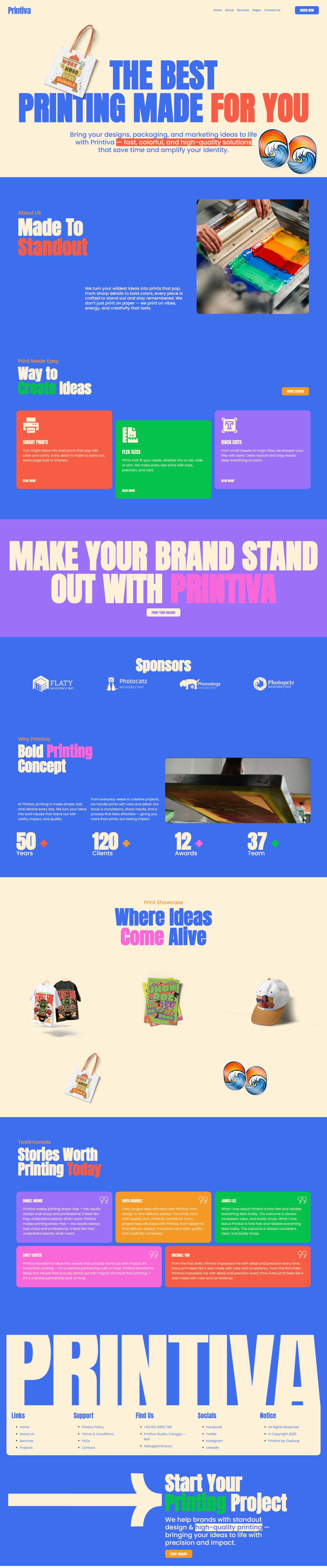 Printiva complete web platform design.